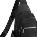 Seoky Rop Sling Bag Crossbody Backpack for Men Women Small Chest Shoulder Bag for Travel Hiking Daypack Black