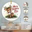 2 x Funny Reindeer Ornaments 2025, Wild Animal Lovers Gifts for Women, Cute Deer Gifts for Friends, Neighbors, Family, Ceramic Ornament for Nature Christmas Decorations