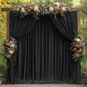 Black Backdrop Curtains for Wedding Parties, 10x10FT Wrinkle Free Photo Backdrop Curtains for Wedding Birthday Party Baby Shower, Fabric Drape with Rod Pockets 5ft x10ft, 2 Panels