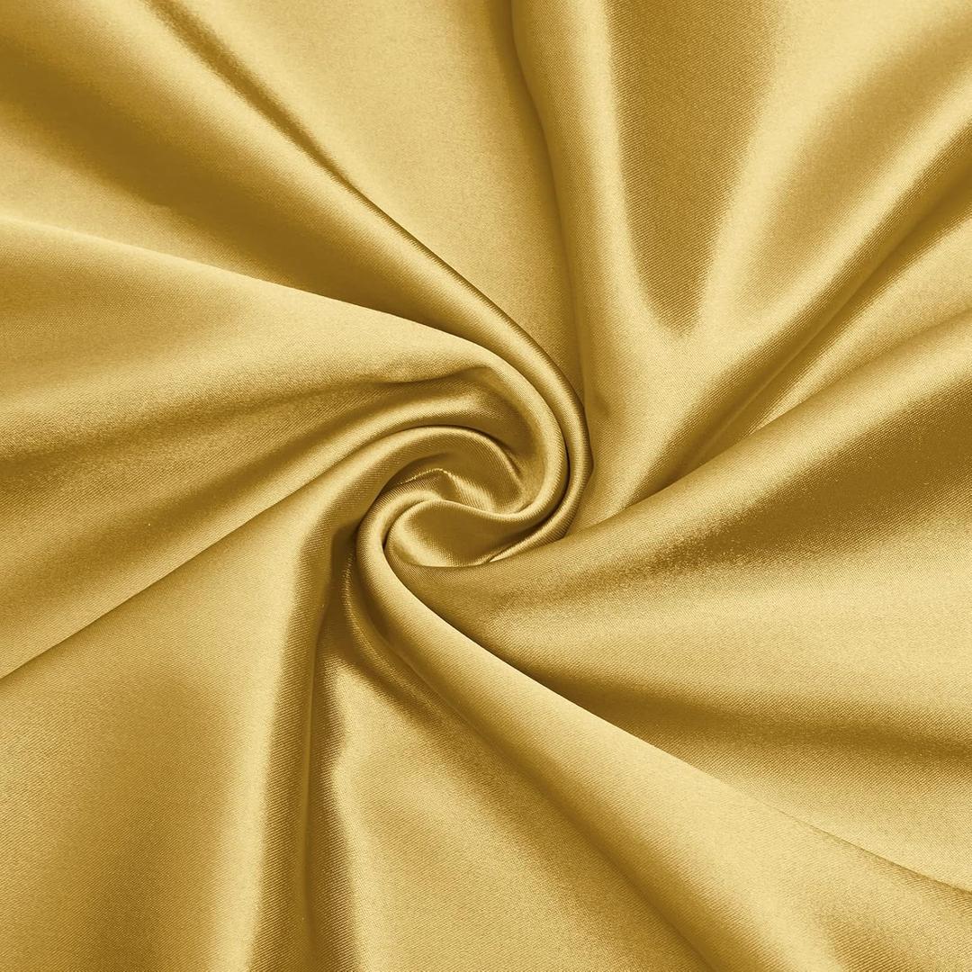 VACVELT Charmeuse Satin Fabric by The Yard, 60 Inch Wide Gold Satin Fabric Shiny & Soft Cloth Fabric, Silky Satin Fabric for Bridal Dress, Wedding Decorations, Crafts, Sewing, Draping (3 Yards)