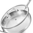14-Inch Tri-Ply Stainless Steel Frying Pan with Lid & Detachable Handle - Induction Compatible Skillet, Oven & Dishwasher Safe, Ideal for Frying, Sautéing & Simmering