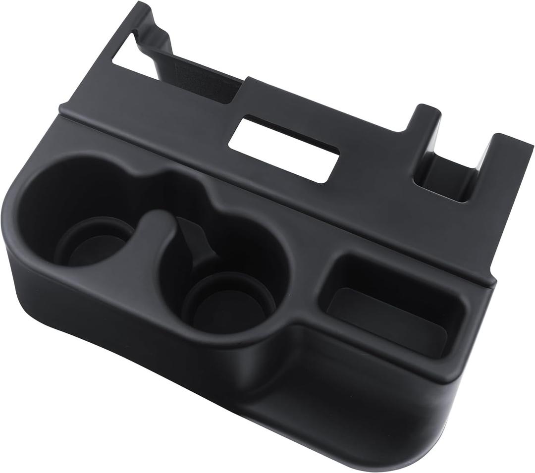 TQPONLY Cup Holder Attachment for Center Console | Compatible with 1998-2001 Dodge Ram 1500 2500 3500 Truck | Replaces 41019 SS281AZAA Front Seat Add-On Cupholder Tray Insert (Smooth Black)