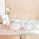 R FLORY 2 Pack Qtip Holder Apothecary Jars with Lids Glass Q Tip Holder for Bathroom Set Decorative Jars Crystal Bowl Jar Organizer for Cotton Swabs, Balls, Pads, Floss Picks (Transparent 10+24oz)
