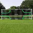 Soccer Goal Target Net - 24ft x 8ft Scoring Training Equipment - Improve Kick Practice Shooting Targets, Portable Football Target Sheet with Carry Bag, Ground Stakes, Bungee Cord Included