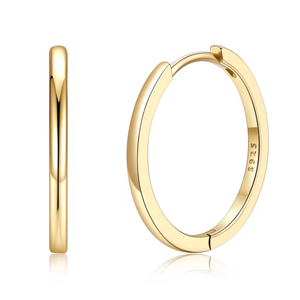 Silvora Gold Plated Small Hoop Earrings for Women Hypoallergenic Sterling Silver Huggie Hoops Earring 18mm Dailywear Cartilage Jewelry Gifts for Daughter Graduation