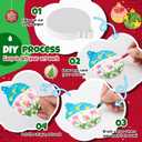 Wonderjune 20 Pcs Christmas Foam Texture Painting Paper for Craft, Magical Foam Texture Paper Sheet with Water Brush Pen, Handicraft Blank Painting Sheet for 3D Craft DIY Art Supplies (Christmas Ball)