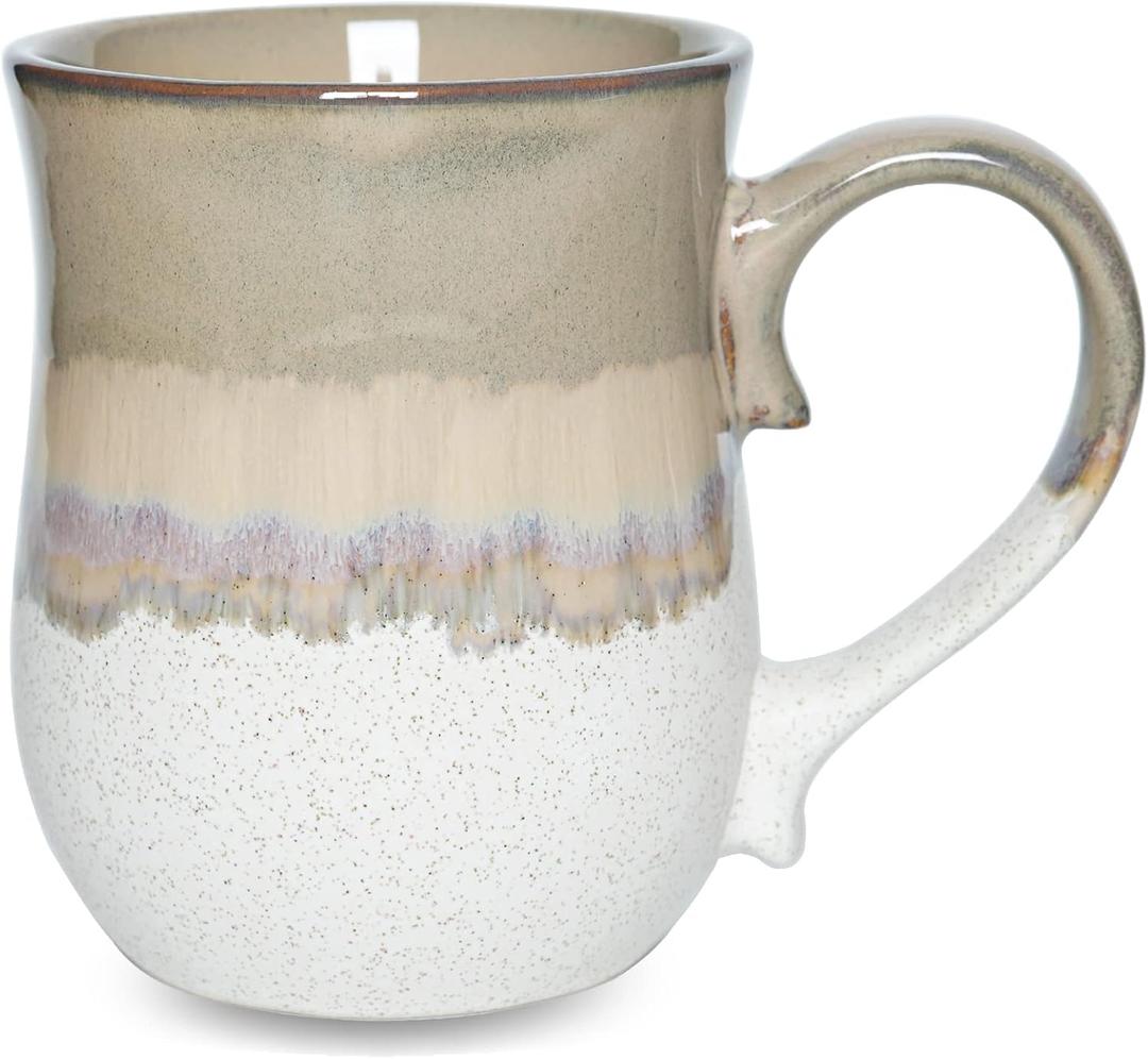 Bosmarlin Large Ceramic Coffee Mug, 20 Oz, Big Tea Cup for Office and Home, Dishwasher and Microwave Safe (Brown Gray, 20 Oz)