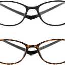 JM 2 Pack Magnetic Reading Glasses for Men Women, Hang Neck Blue Light Blocking Computer Readers Black & Tortoise +2.0