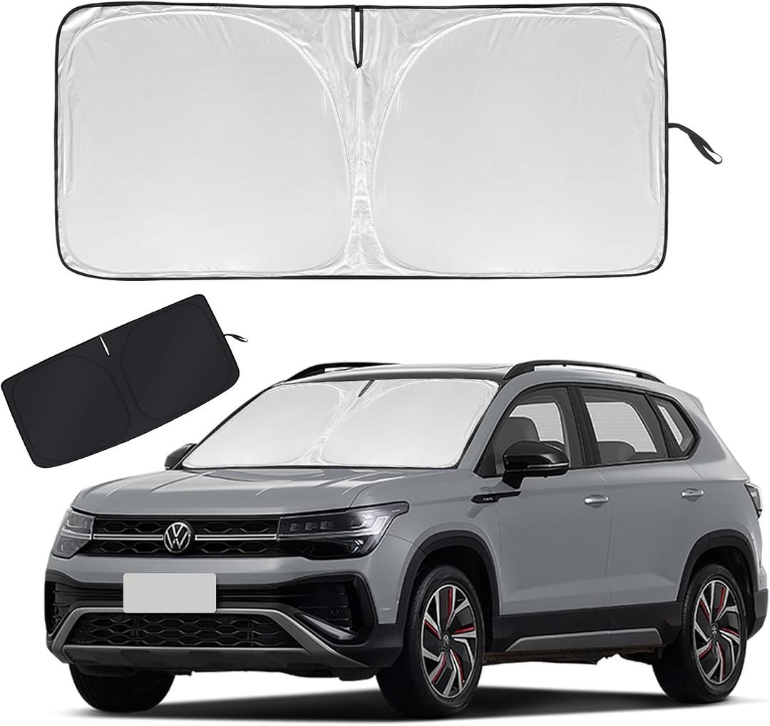 Upgraded Car Sun Shade, 240T Windshield Sunshade, Foldable Shade for Front Window & Interior Protection, Blocks UV Rays, Keeps Vehicle Cool, Fits Cars, SUV, Truck, Storage Bag, Medium (55.1 x 30.3 in)