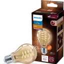 PHILIPS LED 60W A19 1-Pack Vintage Edison Spiral Amber (2000K) 400 Lumen (6.5W = 60W) Dimmable Flicker-Free Light Bulb