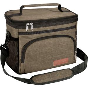 Insulated Lunch Bag for Women/Men - Reusable Lunch Box for Office Picnic Hiking Beach - Leakproof Cooler Tote Bag Organizer with Adjustable Shoulder Strap for Adults - Dark Yellow