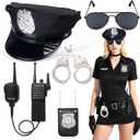 Beelittle Police Costume Accessories for Women Cop Hat Handcuffs Badge Police Officer Gear Halloween Party Dress up
