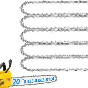 5 Pack 20 Inch Chainsaw Chain .325" Pitch .063'' Gauge 81 Drive Links Fits Stihl MS260, MS261, MS270, MS271, MS280, MS291, MS290, 024 026 028 029 03 030 036 039 and More.