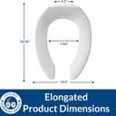 BEMIS 1955CT Commercial Open Front Plastic Toilet Seat, Heavy Duty Industrial Seat without Lid, Secure Installation for Long Lasting Use, Made in USA, Elongated, White