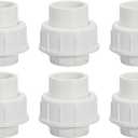3/4" PVC Union Coupling Pipe Fitting PVC Adapter Schedule 40, EPDM O-Ring, 3/4 inch Slip Coupling Fitting (Socket x Socket), 6 Pack, White