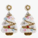 Beaded Christmas Tree Earrings for Women, Handmade Beaded Xmas Dangle Earrings, Lightweight Xmas Tree Earrings for Christmas Holiday Jewelry Gifts