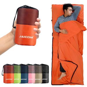 JAICOM Sleeping Bag Liner, Travel Sheets & Adult Sleep Sack, Ultralight and Portable Summer Sleeping Bag - Ideal for Backpacking, Hotels and Hostels, Business Trips, Camping (Orange)