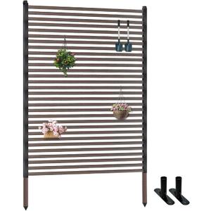 Outdoor Privacy Screen Fence with Stand 4FT x 6FT, Freestanding Privacy Fence Panels for Outside, No Dig Fence for Air Conditioner, Trash Can, AC Unit, Patio Lattice Fence Trellis Brown