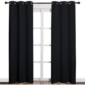 NICETOWN Thermal Insulated Black Blackout Curtains/Drapes 84 inches Length 2 Panels Set for Living Room, 42 inches Wide, Privacy Sound Reducing Room Darkening Draperies Window Treatment