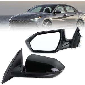 Left Driver Side Mirror Compatible With 2021 2022 2023 2024 2025 2026 Hyundai Elantra With Manual Folding Power Glass Black Replace#87610AA120(3Pins)