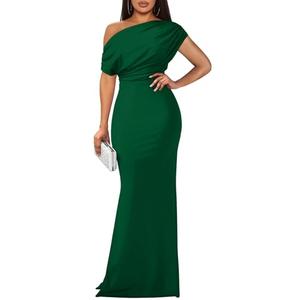 YMDUCH Women's Elegant Sleeveless Off Shoulder Bodycon Long Formal Party Evening Dress Green, XL