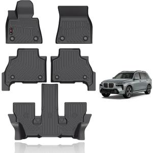 KELCSEECS Floor Mats Custom for 2026 2025-2019 BMW X7 40i, M50i, M60i (only fit 6 Passenger) Car Mats TPE Odorless Automotive Floor Liners BMW X7 Front& Rear& 3rd Row Accessories