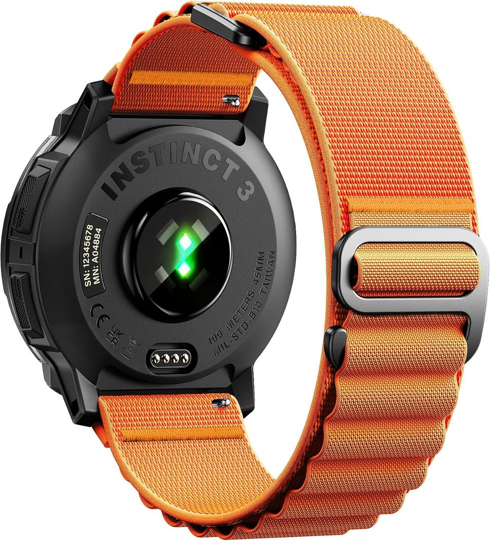 Alpine Loop Nylon Watch Band Compatible with Garmin Instinct/Instinct 2 Solar/Instinct 3 45mm AMOLED/MIP, Quick-Drying Fabric Band for Garmin Instinct Solar/Tactical/Esports/Tide/Instinct E 45mm