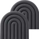 2 x Clean & Pure Silicone Trivets for Hot Pots and Pans - Stylish and Colorful Pot Holders, Heat Resistant Mats for Countertop, Hot Pads, Modern Multi-Purpose Trivet Mat, Coasters (Set of 2) (Grey) (Gray)