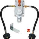 Skyflame RV Propane Regulator for Dual Tanks, 2 Stage Auto Changeover LP Regulator with 2PCS 12 Inch Pigtails for RV Trailers Camper, Vans/Trailers Primary Cylinder