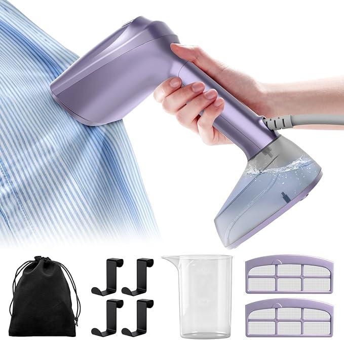 Vacuum Steamer for Clothes, 3500Pa Suction Handheld Clothes Steamer,Equipped with multiple modes，Portable Travel Steamers for Clothes, Steaming & Ironing 2 in 1，400ml Water Tank (for 110-120V)