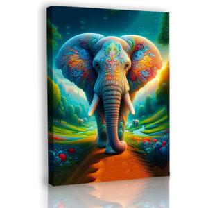 Jreiiolk Elephant Picture Wall Decor, African Animals Wall Art, Modern Contemporary Art Prints, Colorful Painting for Living Kids Room Bedroom Office Home Canvas Decorations (16 * 24inch)