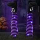 Halloween Witches Legs Decor Leg Yard Stakes Stake Wreaths Feet Door Crashing Garden Party Porch Wicked Hanging House Foot Outdoor Decorations (Purple)