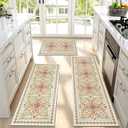 Boho Vintage Persian Kitchen Rugs Set of 3, Washable Faux Wool Kitchen Mats, 20''x32''+20"x48"+20"x60"
