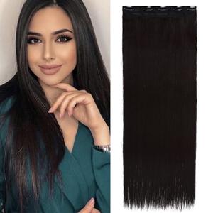 S-noilite 30"/29" Straight Curly 3/4 Full Head One Piece 5clips Clip in Hair Extensions Long Poplar Style for Women Gifts 22colors (30" - Straight, dark brown)