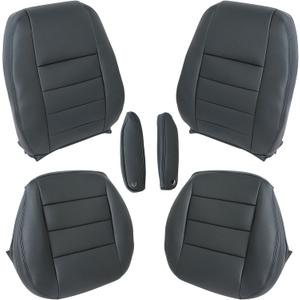 6Pcs Front Seat Covers Compatible with Land Rover LR3 Discovery 3 2005-2009 - Driver & Passenger Side Bottom Cushion, Lean Back & Armrest Cover | Black Microfiber Leather