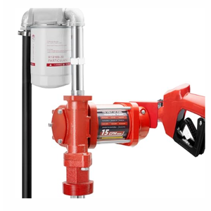 110V AC 15 GPM Fuel Transfer Pump with Discharge Hose, Automatic Nozzle, Premium Filter Package, Suitable for Gasoline, Diesel, Kerosene, Ethanol & Methanol Blends