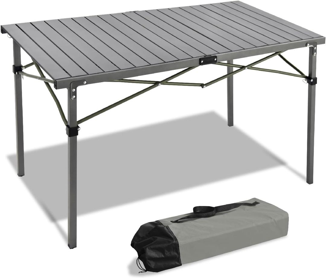 Portable Outdoor Camping Table, Oversize Aluminum Roll Up Lightweight Folding Table for Picnic, Barbecue, Beach, Tailgating, Party, Backyard, Indoor and Outdoor, Stable and Durable