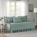 Comfort Spaces Daybed Cover - Luxe Double Sided-Quilting, All Season Cozy Bedding with Bedskirt, Matching Shams, Kienna Seafoam 75"x39" 5 Piece (Sage Green)