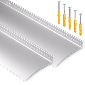 Keneton 4" W 40" L Extra-Wide Heavy-Duty Door Rain Drip Guard Cap, Aluminum Rain Deflector for Windows Door Guard, Stop Rain Moisture Damage for Home, Storefront, RV (40" L,Silver, Straight,2pcs)