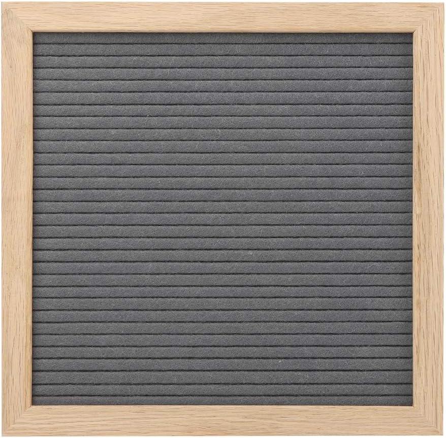 TOPINCN Wood Letter Board with 2 Letter Sets, 10 x 10 Inch Felt Message Display Board, Grey, for Home Office Classroom Decor