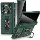 VEGO for Samsung Galaxy Z Fold 6 Case with Hinge Protection, Full-Body Case Built-in Privacy Screen Protector & Slide Lens Cover & Magnetic Ring Stand Shockproof Phone Case for Galaxy Fold 6 - Green