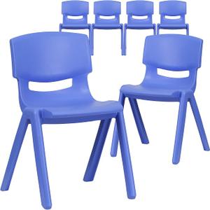 Flash Furniture 13.25 in Plastic Stackable School Chair, Blue, 6-Pack, Durable Construction, Commercial Use, Blue