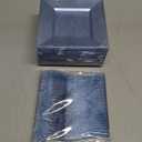 DaYammi 100Pcs Blue Glitter Dessert Plates Including 50Pcs Appetizer Plates 6" and 50Pcs Plastic Forks 5.7",Blue Plastic Square Plate for Party,plastic Salad Plate and Cake Forks for Wedding Birthday