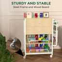 Wrapping Paper Storage & Organizer, Craft Cart with Ribbon & Gift Bag Storage, Wrapping Paper Organizer Holder(2 Wooden Drawers-Oak)