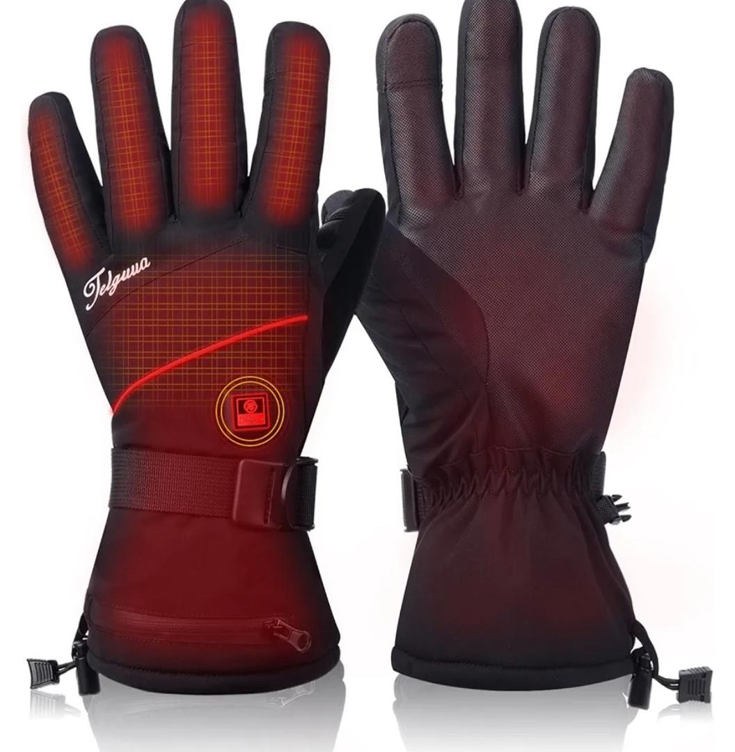 Telguua Heated Gloves for Women Men,Electric Rechargeable Heated Work Glove Ski Mitten Waterproof Touchscreen Heated Gloves Size S