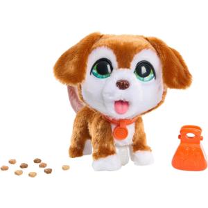 Just Play furReal Poop-A-Lots Big Wags Interactive 8-inch Walking Plush Stuffed Animal, Pooping Puppy with Leash, 14-Pieces, Kids Toys for Ages 4 Up