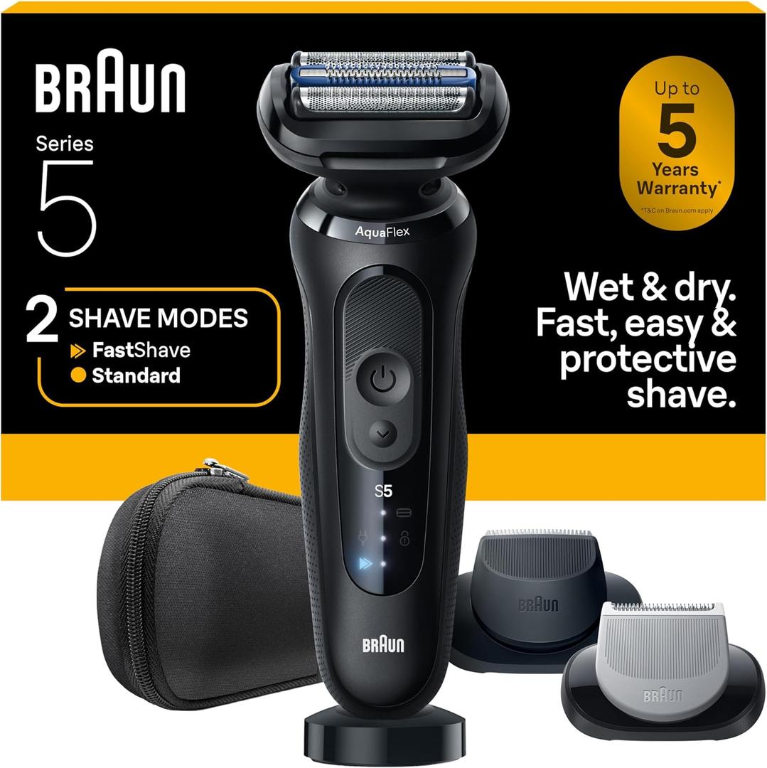Braun Electric Razor for Men Series 5, Beard Shaver, Electric Shaver with Body Groomer and Travel Case, S5 5155cs
