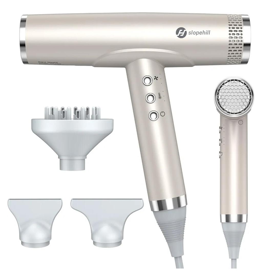 Slopehill Professional Hair Dryer with Diffuser, Ionic Hair Dryer,Lightweight Compact Powerful & Fast Salon Blow Dryer with High Speed Brushless Motor, Travel Hairdryer, Women & Men (Ceramic, Stone)