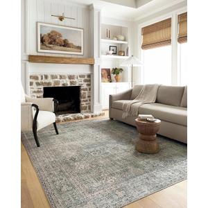 Loloi Chris Loves Julia Jules Collection JUL-08 Emerald/Antique Ivory 7'-6'' x 9'-6'', .13" Pile Height, Area Rug