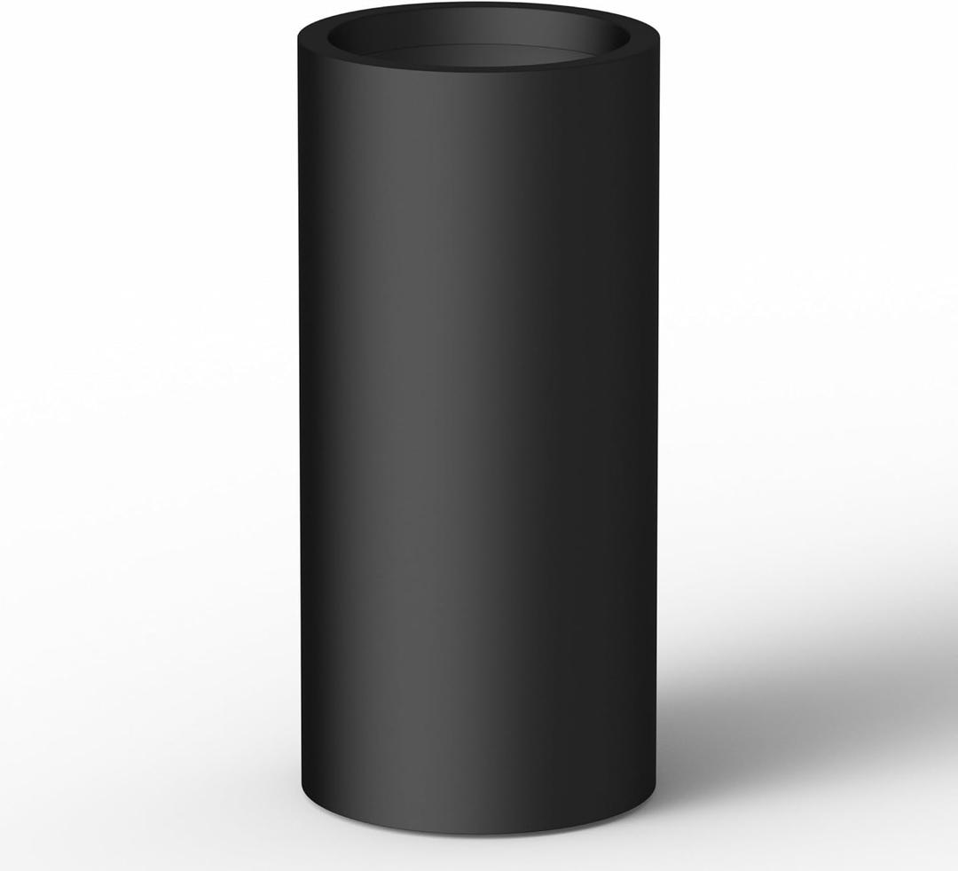 Kante 27.8 Inch Tall Concrete Planter, Large Round Cylindrical Plant Containers with Drainage Hole, Suitable for Indoor Outdoor Plants, Home Decor, Black
